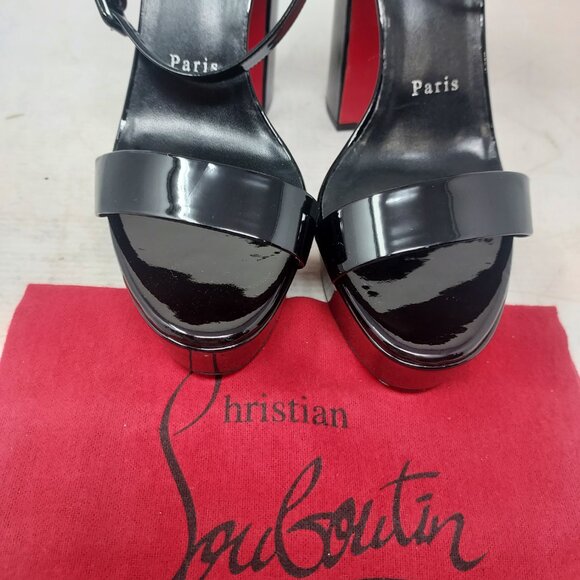 Christian Louboutin Movida Sabina Black Patent Platform Sandal - Picture 9 of 12